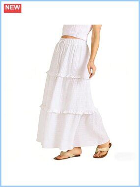 Flowy Maxi Skirt High Waisted A-Line Long Skirt Renaissance Summer